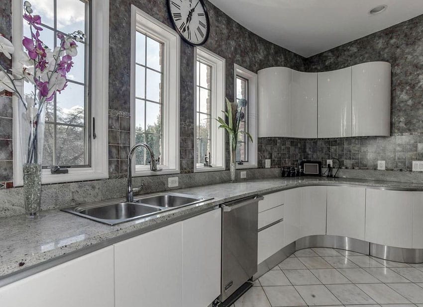 Modern kitchen with andino white granite 